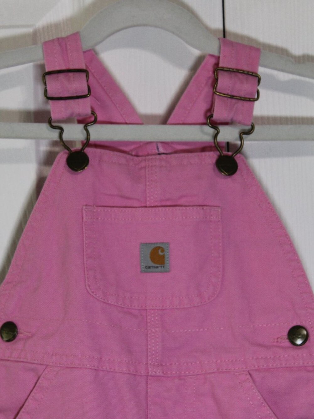 Carhartt Infant/Toddler Girl's Pink Canvas Bib Overalls Size 18M - Picture 2 of 15